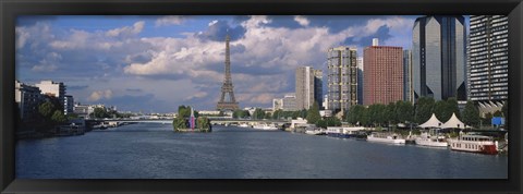 Framed Buildings at the riverbank, Seine River, Paris, France Print