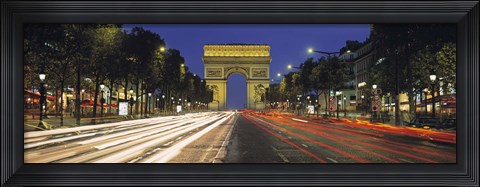 Framed View Of Traffic On An Urban Street, Champs Elysees, Arc De Triomphe, Paris, France Print