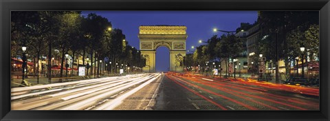 Framed View Of Traffic On An Urban Street, Champs Elysees, Arc De Triomphe, Paris, France Print