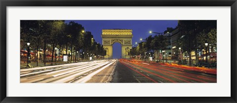 Framed View Of Traffic On An Urban Street, Champs Elysees, Arc De Triomphe, Paris, France Print