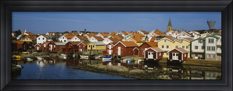 Framed High Angle View Of A Town, Smogen, Bohuslan, Sweden Print
