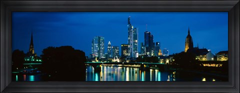 Framed Buildings at the waterfront, Frankfurt, Hesse, Germany Print