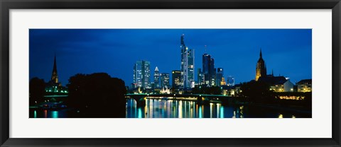 Framed Buildings at the waterfront, Frankfurt, Hesse, Germany Print