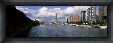 Framed Eiffel Tower Across Seine River, Paris, France Print