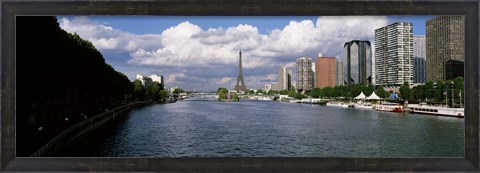 Framed Eiffel Tower Across Seine River, Paris, France Print