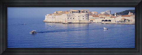 Framed Two boats in the sea, Dubrovnik, Croatia Print