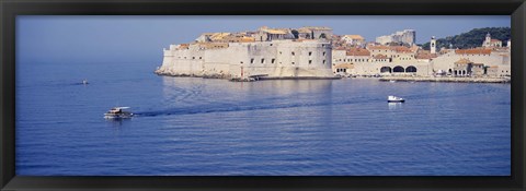 Framed Two boats in the sea, Dubrovnik, Croatia Print