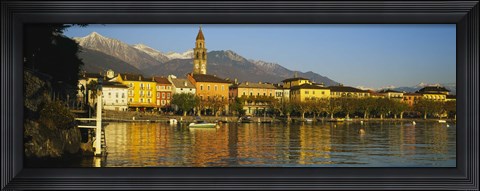 Framed Town At The Waterfront, Ascona, Ticino, Switzerland Print