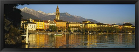 Framed Town At The Waterfront, Ascona, Ticino, Switzerland Print