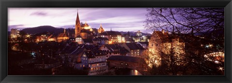 Framed Night, Baden, Switzerland Print