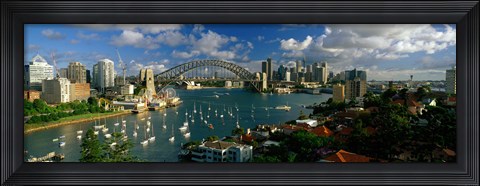 Framed Harbor And City And Bridge, Sydney, Australia Print