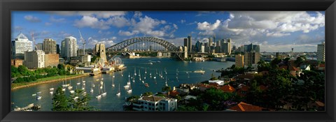 Framed Harbor And City And Bridge, Sydney, Australia Print