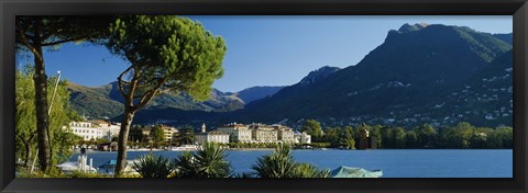 Framed City on the waterfront, Lake Lugano, Lugano, Switzerland Print