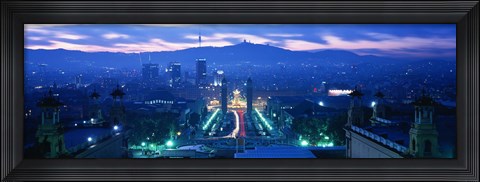 Framed Barcelona, Spain at Night Print