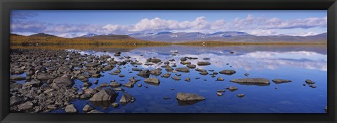 Framed Rocks and pebbles in a lake, Torne Lake, Lapland, Sweden Print