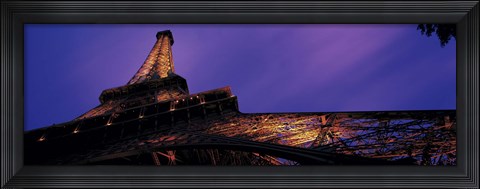 Framed Looking Up at the Eiffel Tower, Night Print