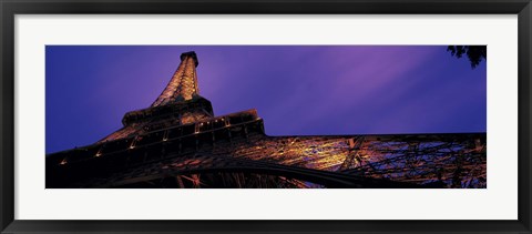 Framed Looking Up at the Eiffel Tower, Night Print