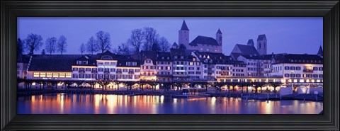 Framed Evening, Lake Zurich, Rapperswil, Switzerland Print