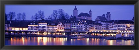 Framed Evening, Lake Zurich, Rapperswil, Switzerland Print