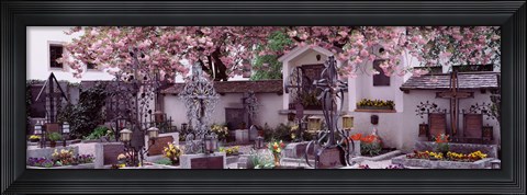Framed Flowers on tombstones, Tirol, Austria Print