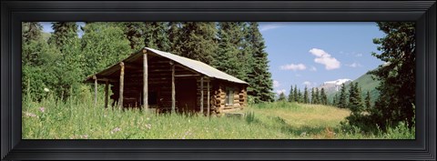 Framed Log Cabin In A Field, Kenai Peninsula, Alaska, USA Print