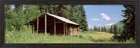 Framed Log Cabin In A Field, Kenai Peninsula, Alaska, USA Print