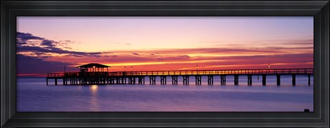 Framed Sunset Mobile Pier AL USA Print