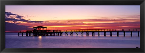 Framed Sunset Mobile Pier AL USA Print