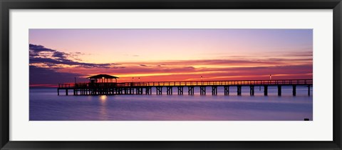Framed Sunset Mobile Pier AL USA Print