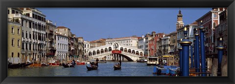 Framed Bridge across a canal, Rialto Bridge, Grand Canal, Venice, Veneto, Italy Print