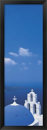 Framed Church dome and belfry, Santorini Island Greece Print