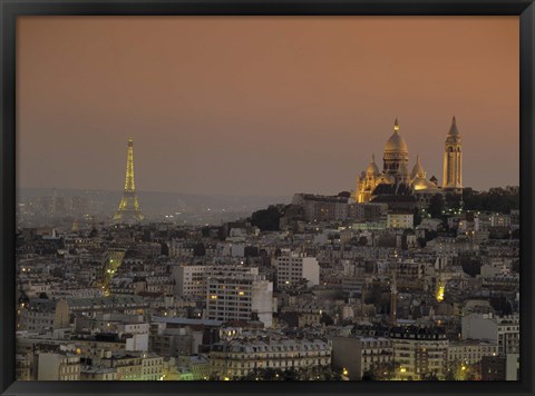 Framed Eiffel Tower Sacred Heart Paris France Print