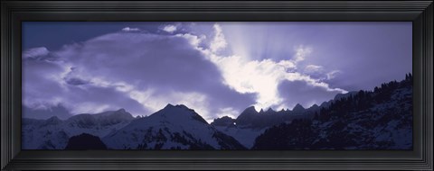 Framed Switzerland, Canton Glarus, View of clouds over snow covered peaks Print