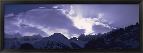 Framed Switzerland, Canton Glarus, View of clouds over snow covered peaks Print