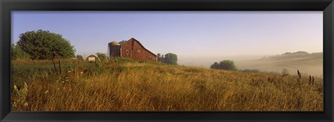 Framed Barn in a field, Iowa County, near Dodgeville, Wisconsin, USA Print