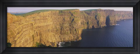 Framed High Angle View Of Cliffs, Cliffs Of Mother, County Clare, Republic Of Ireland Print