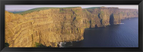 Framed High Angle View Of Cliffs, Cliffs Of Mother, County Clare, Republic Of Ireland Print