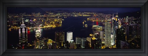 Framed Buildings Illuminated At Night, Hong Kong Print