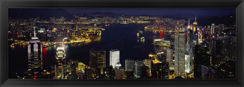 Framed Buildings Illuminated At Night, Hong Kong Print