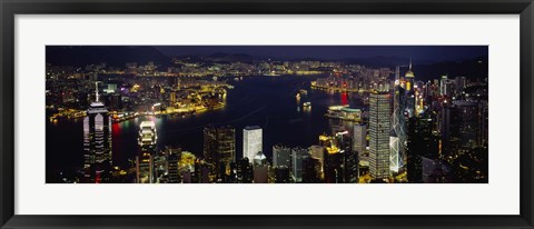 Framed Buildings Illuminated At Night, Hong Kong Print