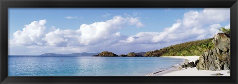 Framed High angle view of the beach, Trunk Bay, St John, US Virgin Islands Print