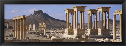 Framed Colonnades on an arid landscape, Palmyra, Syria Print