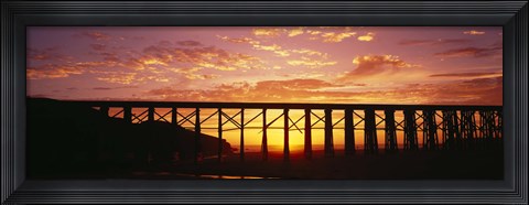 Framed Silhouette of a railway bridge, Pudding Creek Bridge, Fort Bragg, California, USA Print