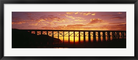 Framed Silhouette of a railway bridge, Pudding Creek Bridge, Fort Bragg, California, USA Print