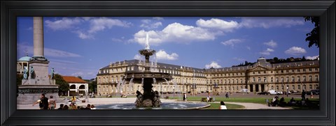 Framed Fountain in front of a palace, Schlossplatz, Stuttgart, Germany Print