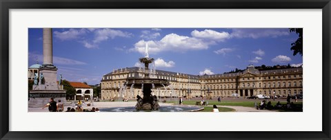 Framed Fountain in front of a palace, Schlossplatz, Stuttgart, Germany Print