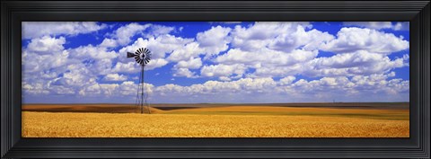 Framed Windmill Wheat Field, Othello, Washington State, USA Print