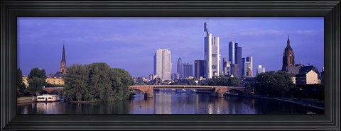 Framed Skyline Main River Frankfurt Germany Print