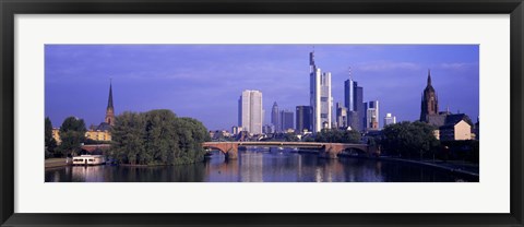 Framed Skyline Main River Frankfurt Germany Print