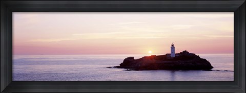 Framed Sunset, Godrevy Lighthouse, Cornwall, England, United Kingdom Print